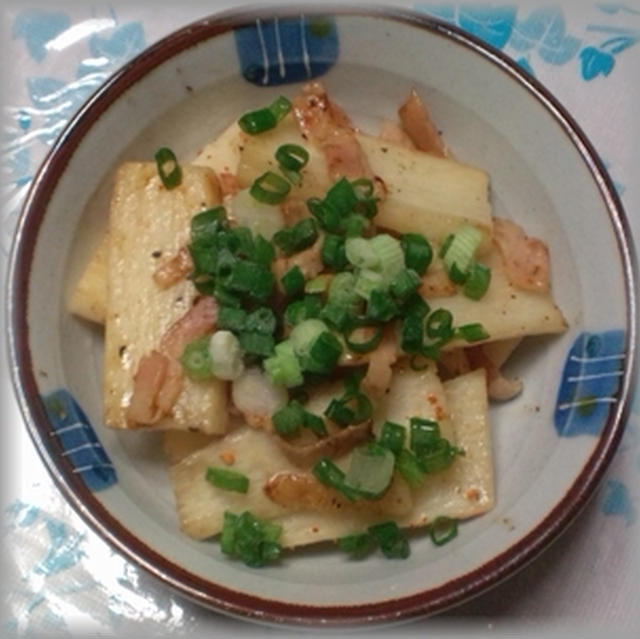 長いものベーコン炒め