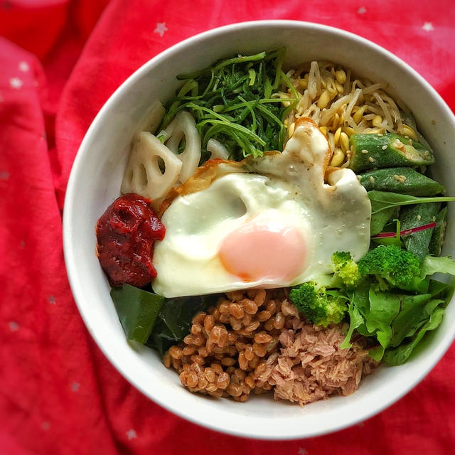食いしん坊パパの朝ビビンバ♡