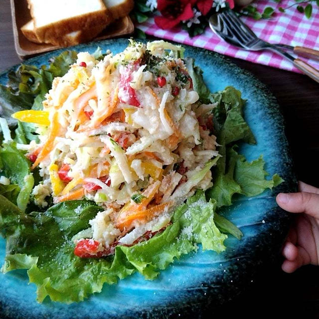 カリフラワー茎や葉も食べよう☆ポテサラ風〜カリフラワーのヨークルトレモンサラダ