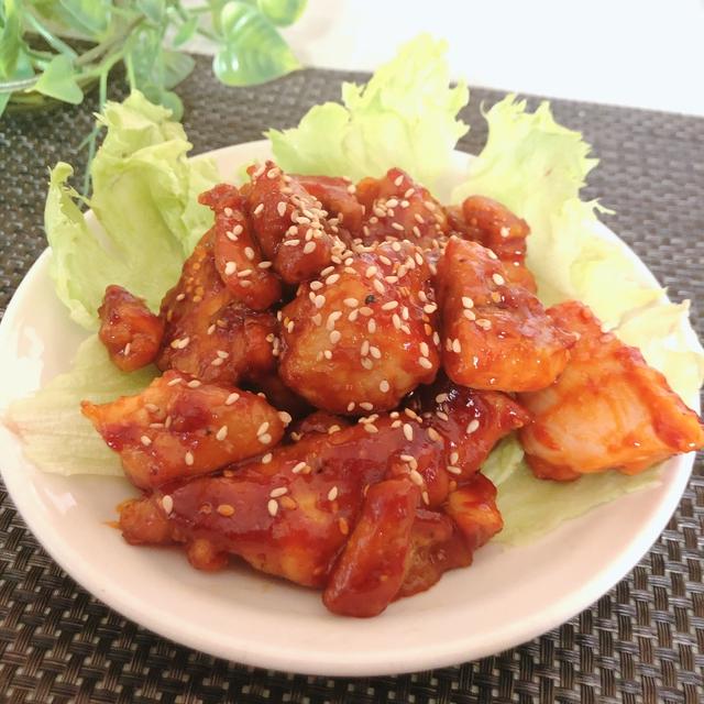 カロリー控えめフライパン一つで簡単！ヤンニョムチキン　韓国料理　