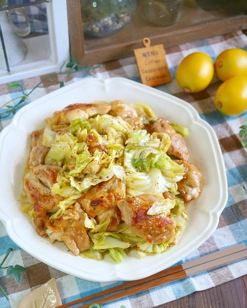 レモンバター醤油チキンと春キャベツの炒め物＆不審者？