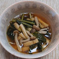 小松菜とブナシメジと油揚げのめんつゆ煮