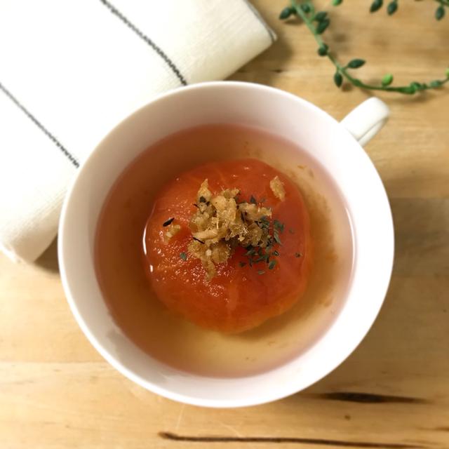 丸ごとトマトのスープとちょい足しツナのトッピングレシピ