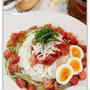 蒸し鶏となすのそうめん*トマトめんつゆ