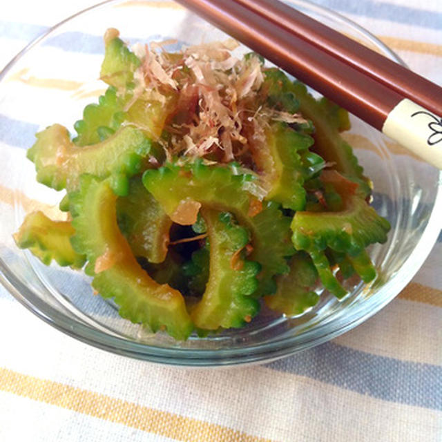 1行レシピ♪ゴーヤの梅肉和えお浸し