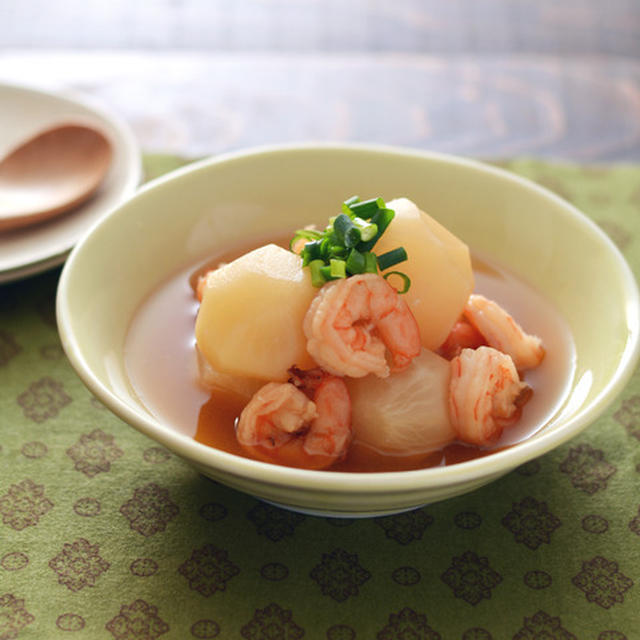 小かぶとえびの含め煮。レンジで出来る！