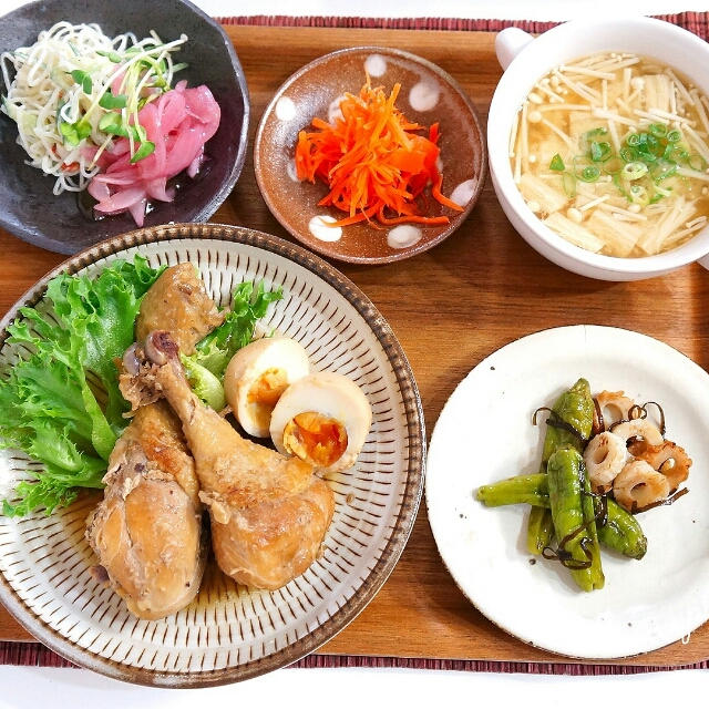 夜カフェ☆鶏手羽元の甘辛煮と糖質オフのランチ・ダイソーで★