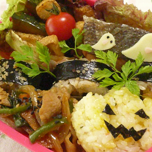 韓国料理屋さんのキンパでお弁当、ちょっぴりハロウィン気分♪