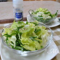 レタスと水菜のサラダと　グリーンアスパラガスのタルタル