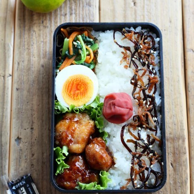 中学生男子弁当♪寝坊しました照り焼きチキンのお弁当