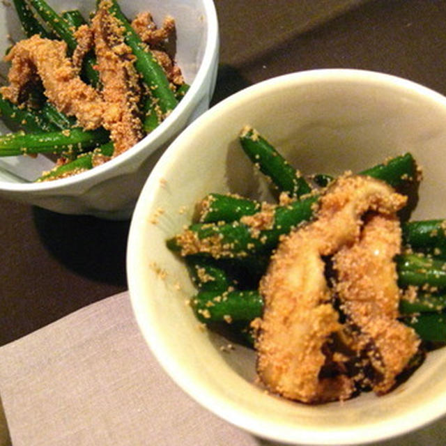 たらこﾚｼﾋﾟ☆いんげん豆と椎茸のたらこバター