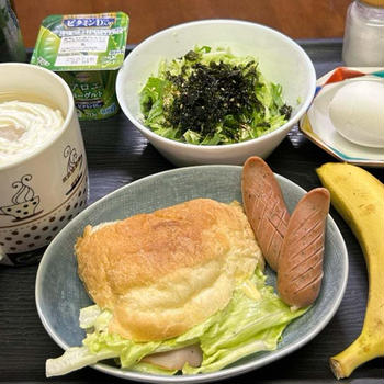 6.22【お家ごはん・朝】ミルクパンハムサンド❣️ﾃﾞｽ。風が強いノノ