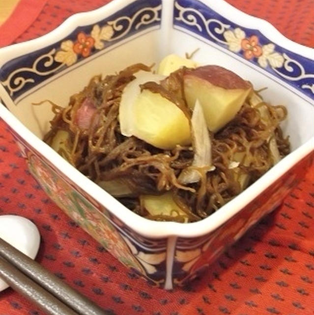 シャキシャキもずくと薩摩芋の和風さっと煮