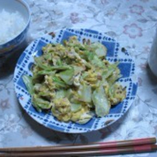 キャベツとツナの卵とじ　しょう油マヨ風味