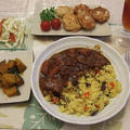 残ったカレーで定食メニュー　