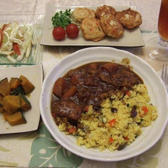 残ったカレーで定食メニュー　