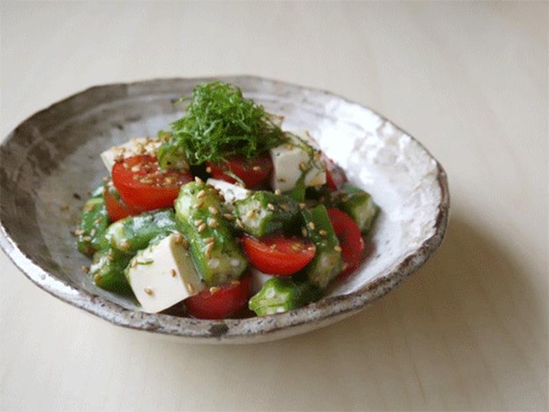 ころころ豆腐とオクラのレモン風味サラダ