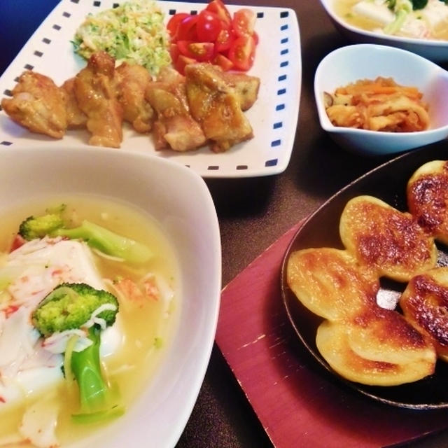 チキンの照り焼きとじゃが芋の味噌マヨ焼きなど