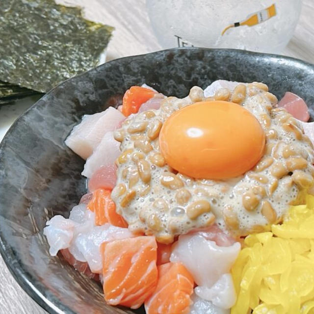 【海鮮バクダン】簡単！節約！余ったお刺身×ネバトロ食材で晩酌のおつまみレシピ！