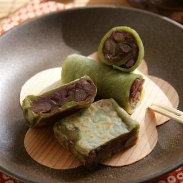 しっとり和菓子♪抹茶きんつば＆ぐるぐる巻き