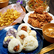 鶏のから揚げおにぎり、きんぴらマヨおにぎり、ゆかりチーズおにぎりなど
