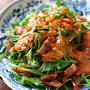 水菜とベーコンの柿ドレッシングサラダ
