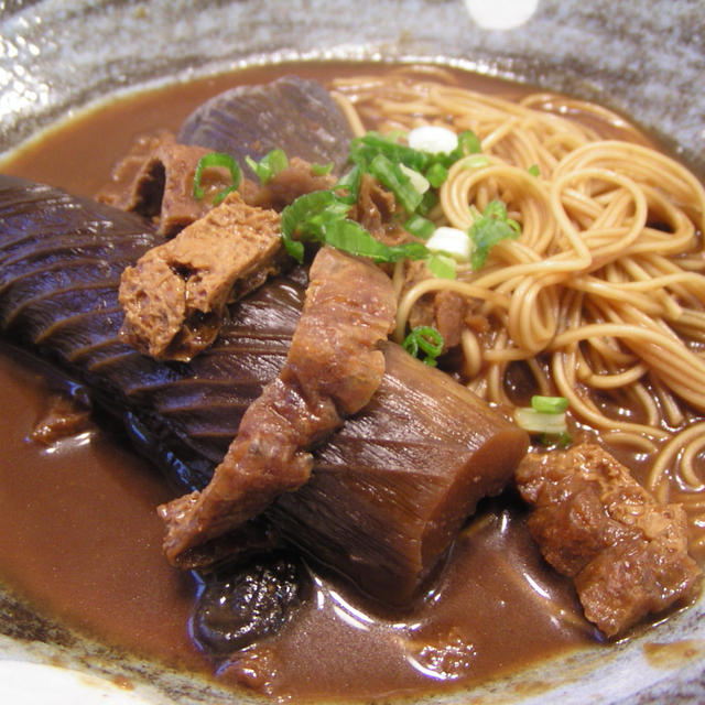 なすとそうめんの甘辛味噌煮