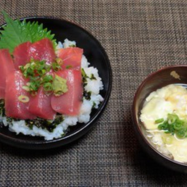 晩御飯はW炭水化物☆鮪の海鮮丼♪☆♪☆♪