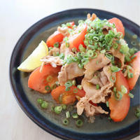 (おかずレシピ）トマトと豚しゃぶ肉のバタポン炒め