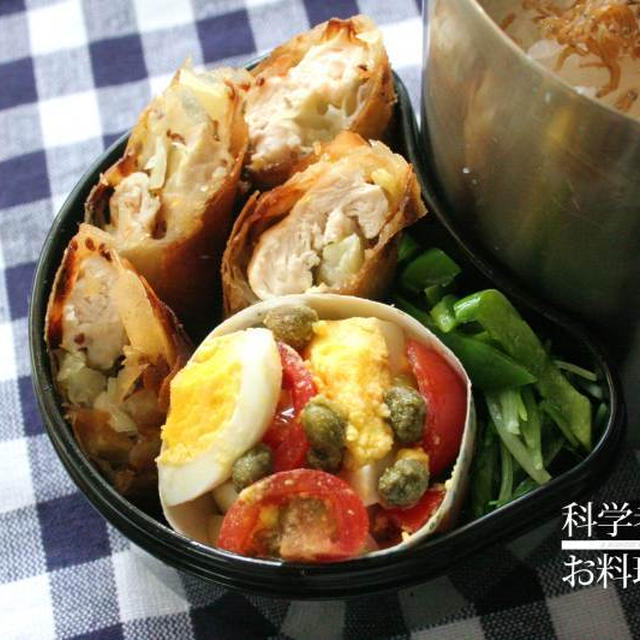 ササミのマスタード春巻きがメインのお弁当