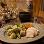 ヘルシー晩ごはん？茹で鶏と蒸し野菜