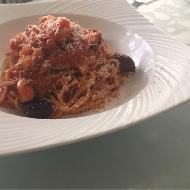 あるものでパスタ。