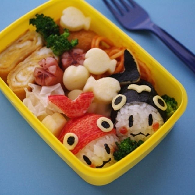 おさかなの着ぐるみキャラ弁当