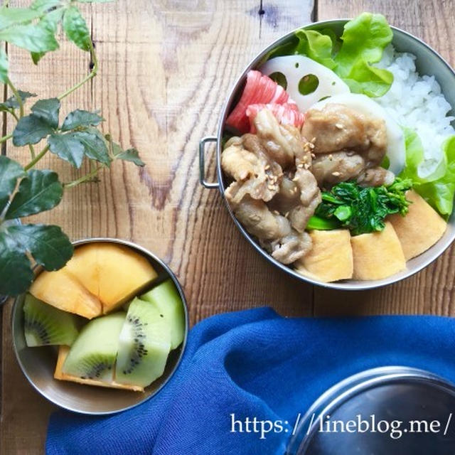 息子の✳︎豚肉の甘辛炒め弁当♡
