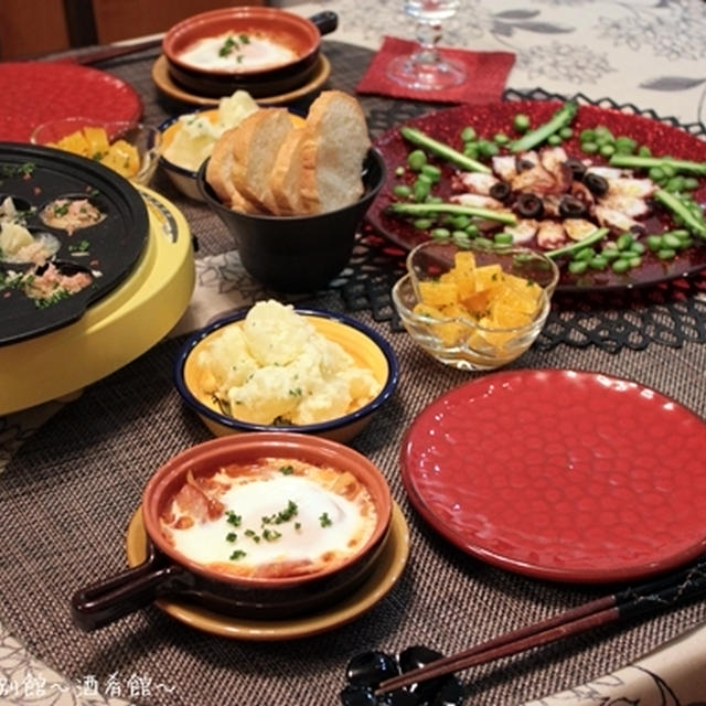 たこ焼きプレートでアヒージョ（オイル煮）で週末バルな夜。