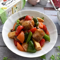 だしまろ酢で簡単！厚揚げの肉巻きdeちょっと和な酢豚風