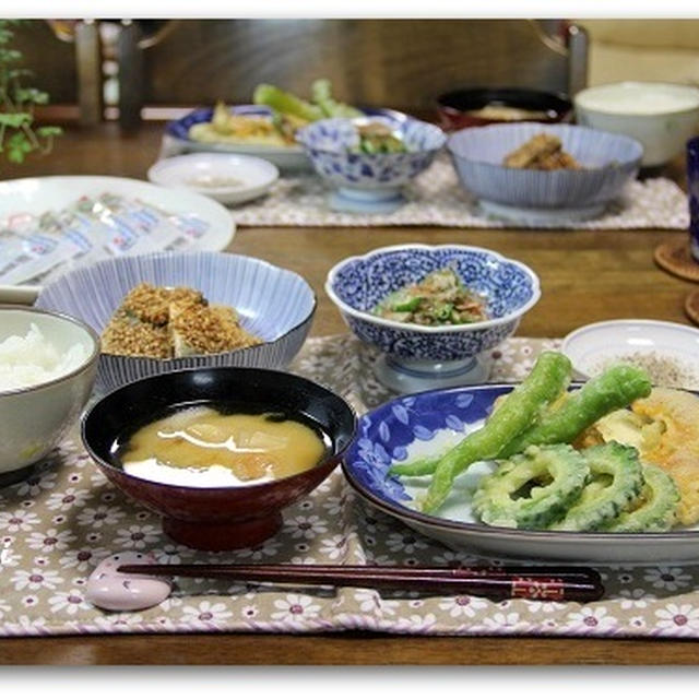 さばのごましょうゆ煮＆野菜の天ぷらなど　おみやげでお夕飯