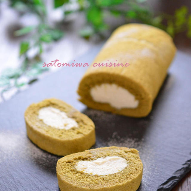 米粉の抹茶ロールケーキ豆腐クリーム♡