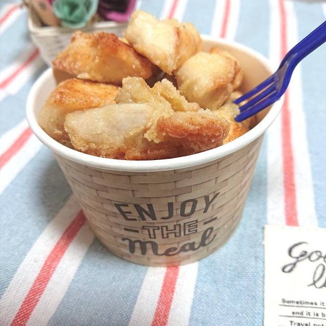 しっとりやわらか鶏むねでコロコロチキン唐揚げ（節約、ダイエット）