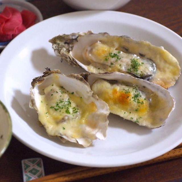冬においしい牡蠣☆グリルでチーズ焼き☆タラコの和え物