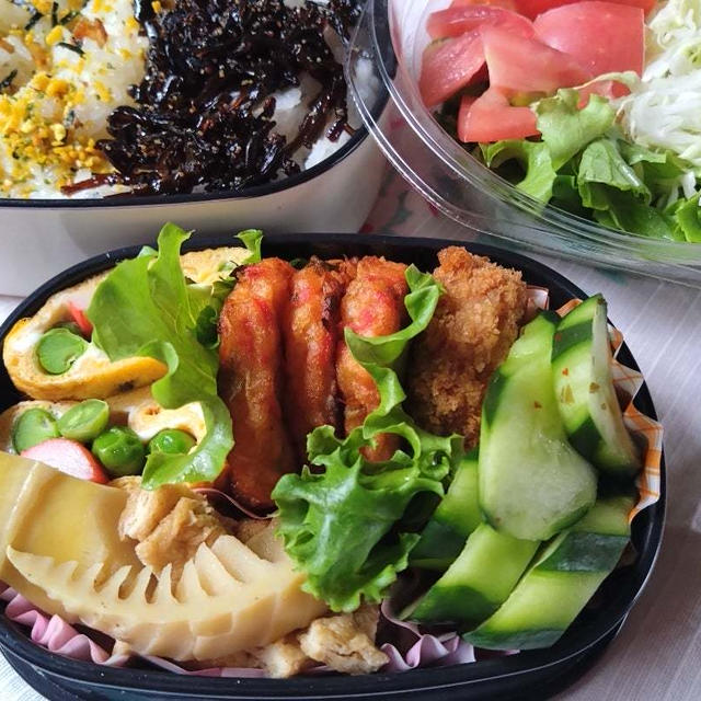 玉ねぎ（中生＆晩生）、サニレタ・・・・今日の節約お弁当～♪