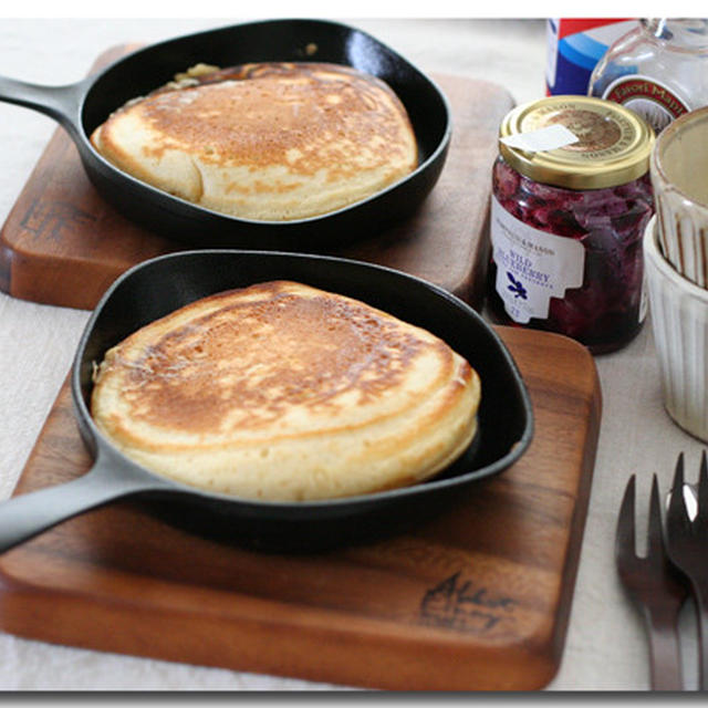 南部鉄器のミニパンでホットケーキ