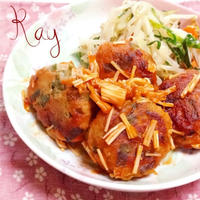 節約♡豆腐でふわふわ♪ニラ団子のエノキの酢豚風餡