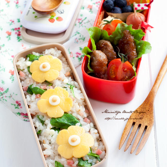 園弁★薄焼き卵のお花弁当♪～女の子のお弁当～