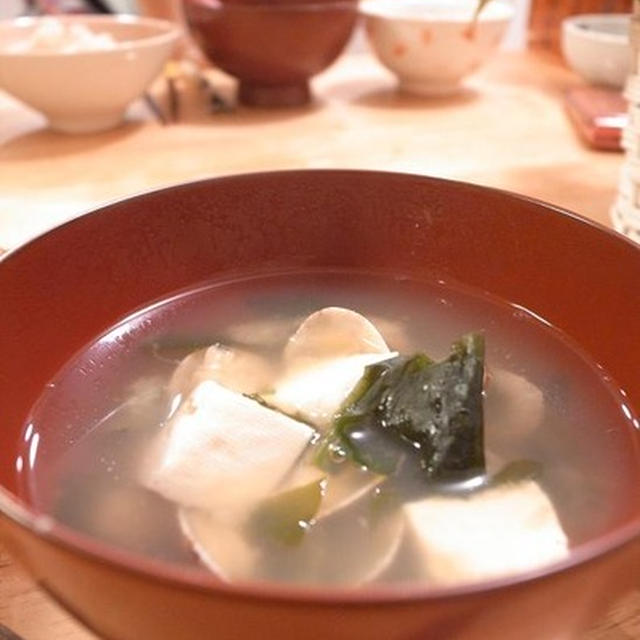 子手伝いな、あさりとワカメと豆腐の味噌汁｜名古屋でのパパ子料理終了！