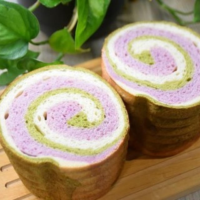 【パン教室】紫いもと抹茶のデコラウンドパン
