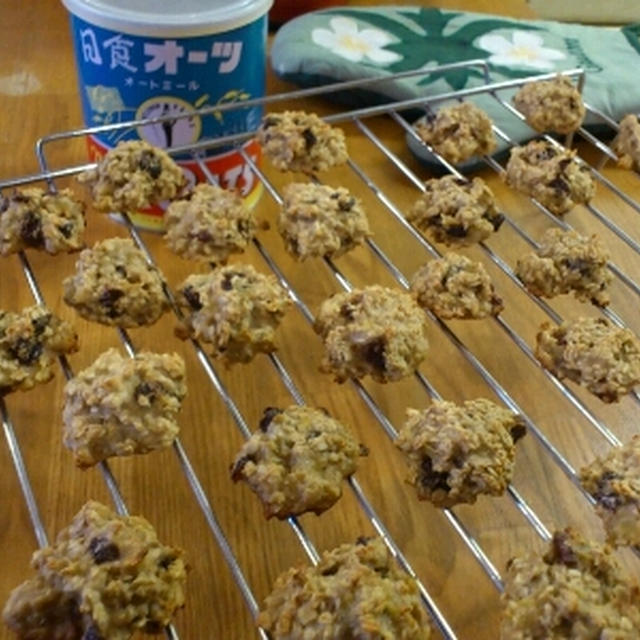 オートミールクッキーと麩でおやつ