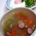 朝スープと目玉焼き(o^^o)
