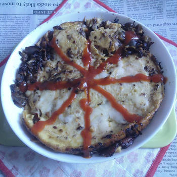 きのこ・玉ねぎたっぷりのぺったん焼き風