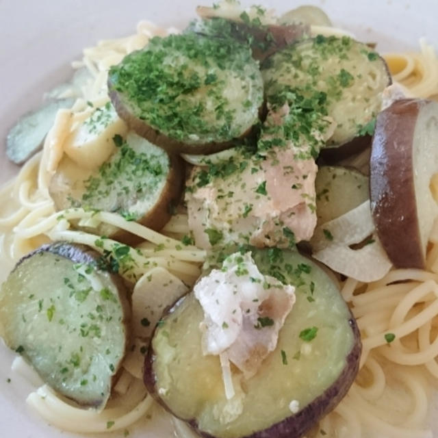 なすと豚のバター醤油パスタ